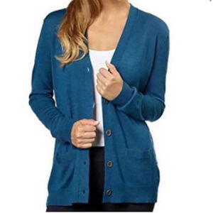 KIRKLAND SIGNATURE ~ 100% Extra Fine Merino Wool Button Down Cardigan w/ Pockets